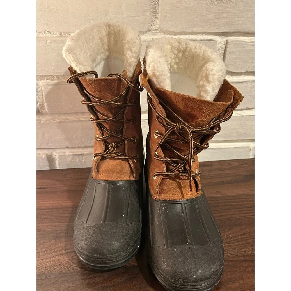 Northwest Territory Mens Duck Boot Waterproof Sherpa Lined‎ Tan Black Size 6
